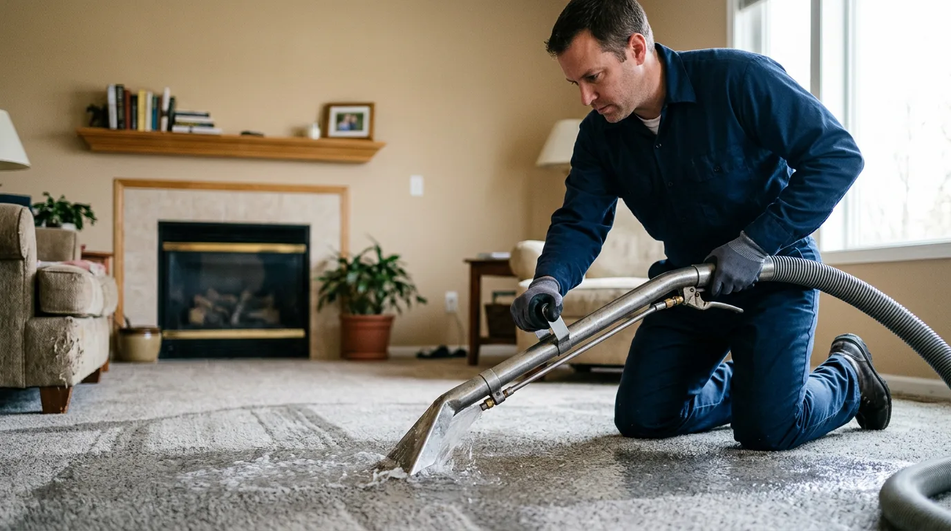 Water damage restoration technician working near Van Lear, KY